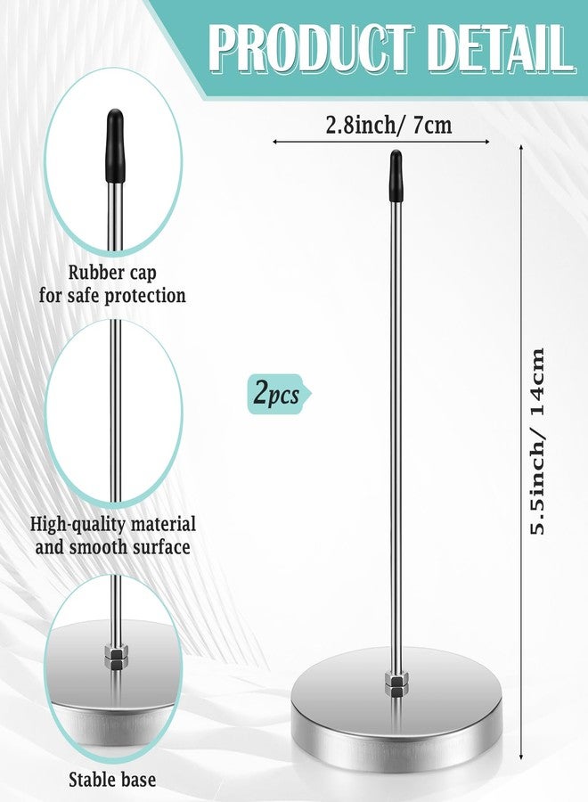 Photect 2 Pcs 27.6 Inch Restaurant Ticket Holder with 2 Stainless Steel Receipt Holder Spike Aluminum Slide Rack Rail for Restaurant Cafes Kitchen Pub Bar Hotel, Silver - Image 3